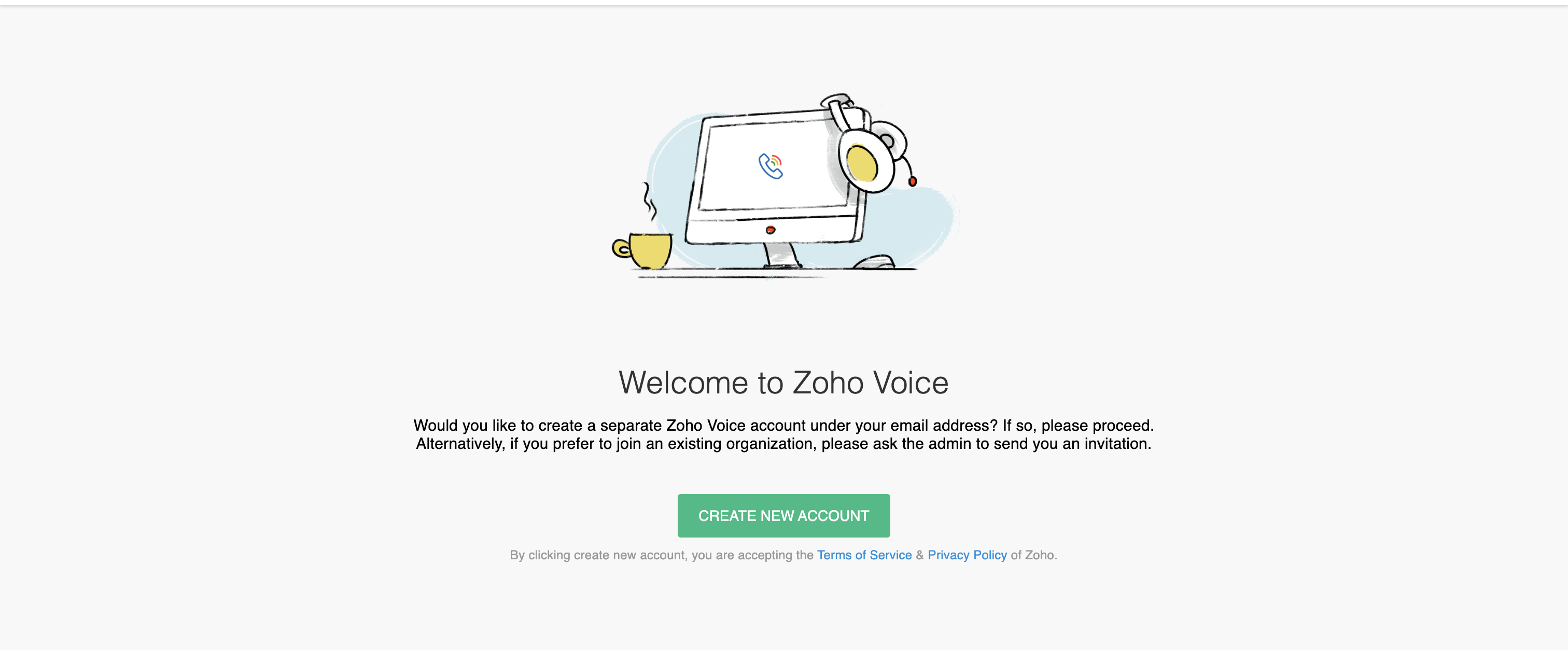 Zoho Voice sign-up form