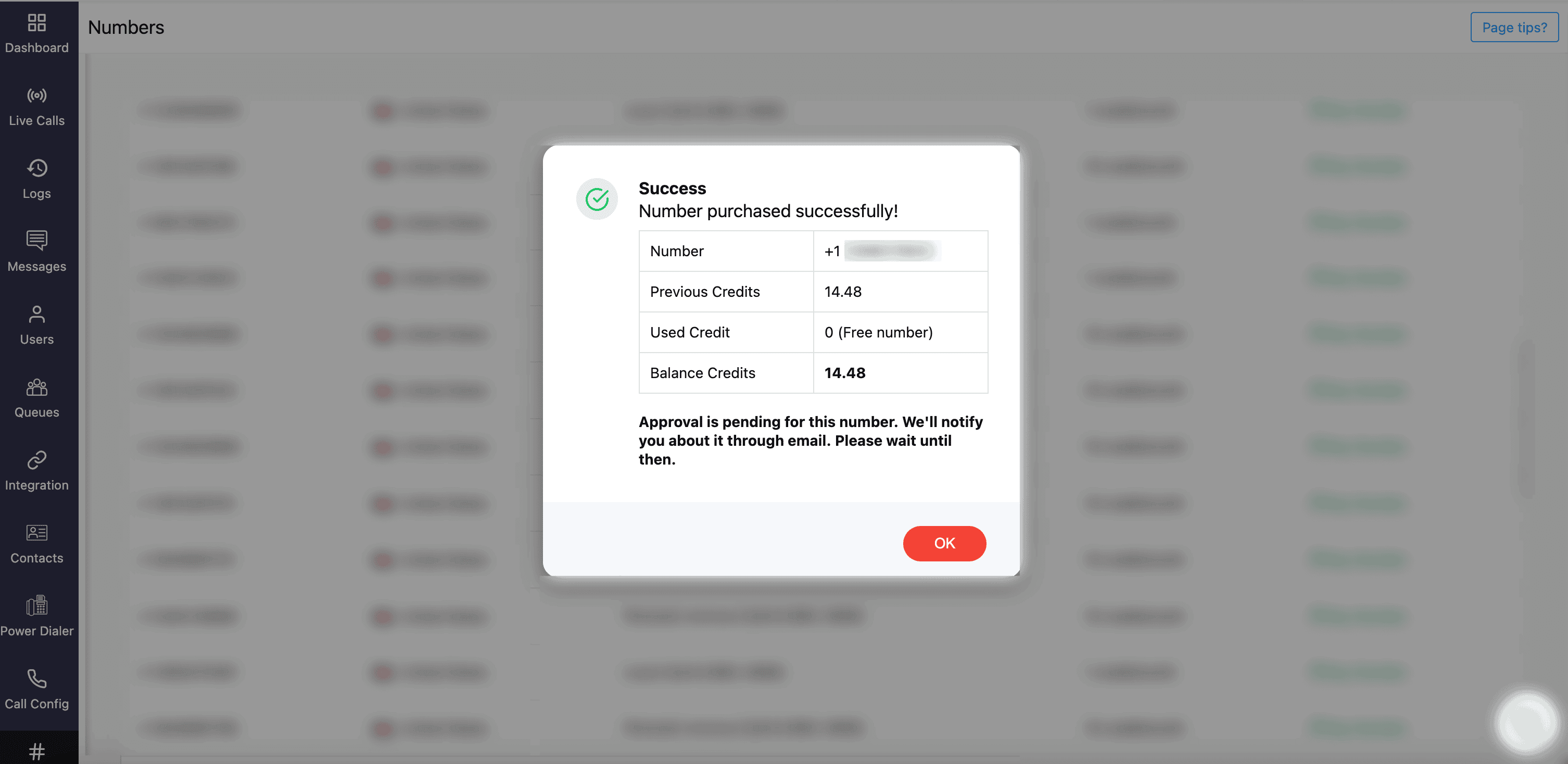 zoho voice success pop up