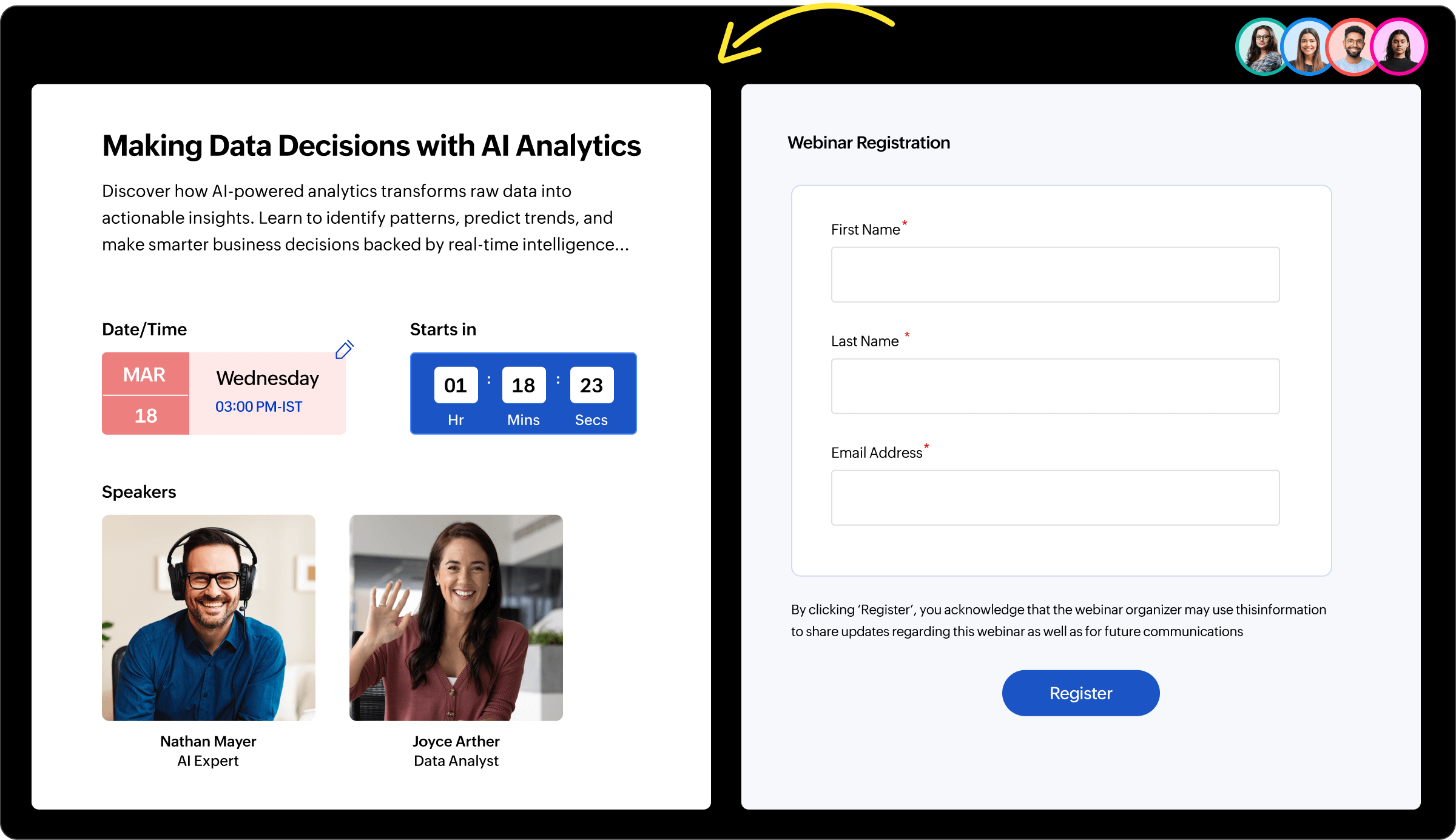 Zoho Webinar branded registration page