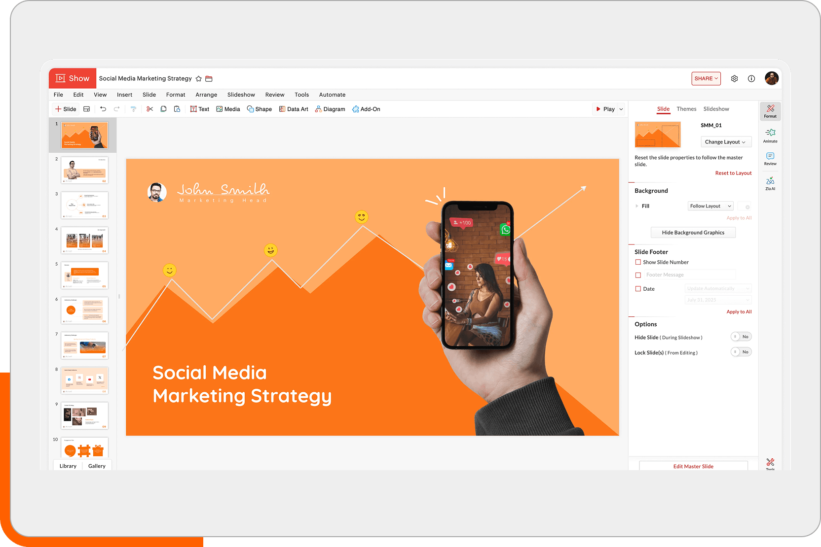 Zoho Show presentation editor preview