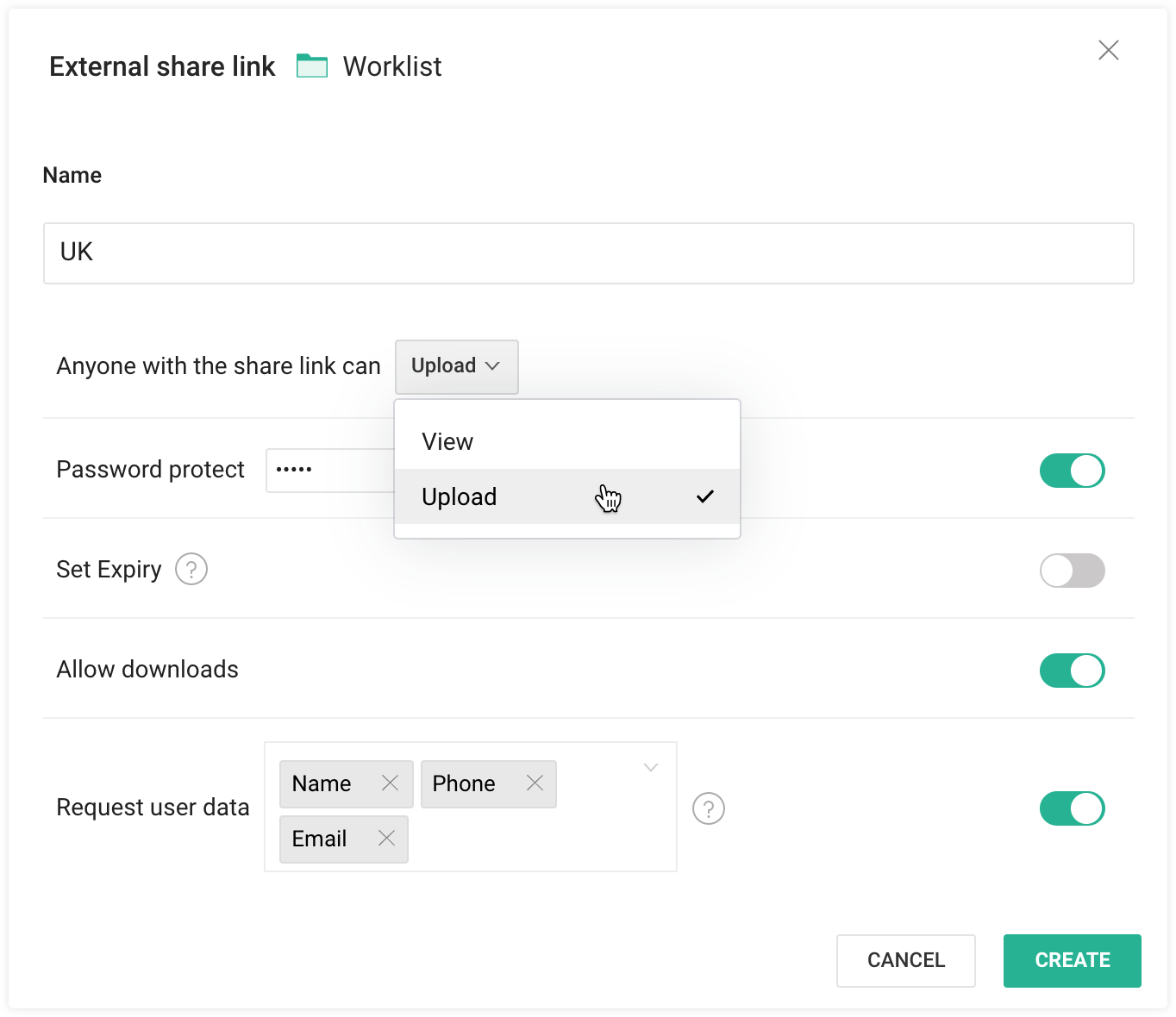 External users can now upload files