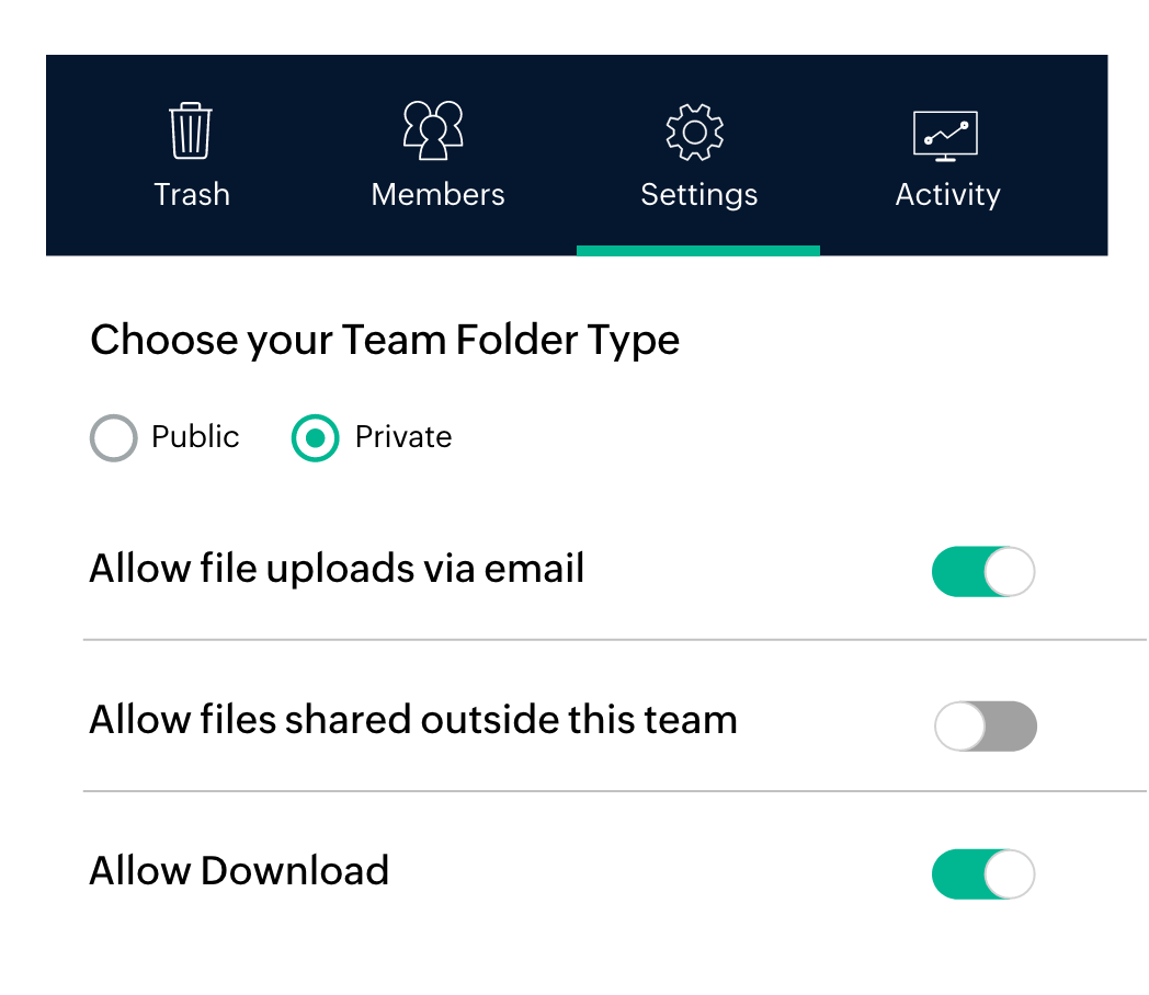 Modify Team Folder settings