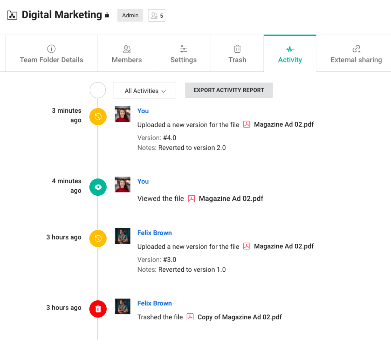 Teamaktivitäten überwachen