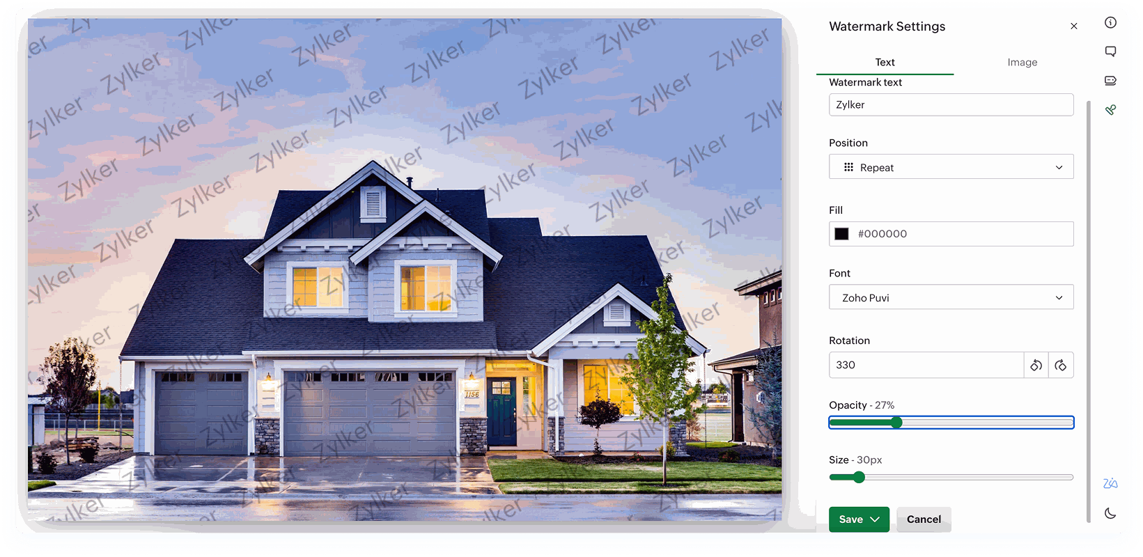 Document with dynamic visible watermark applied