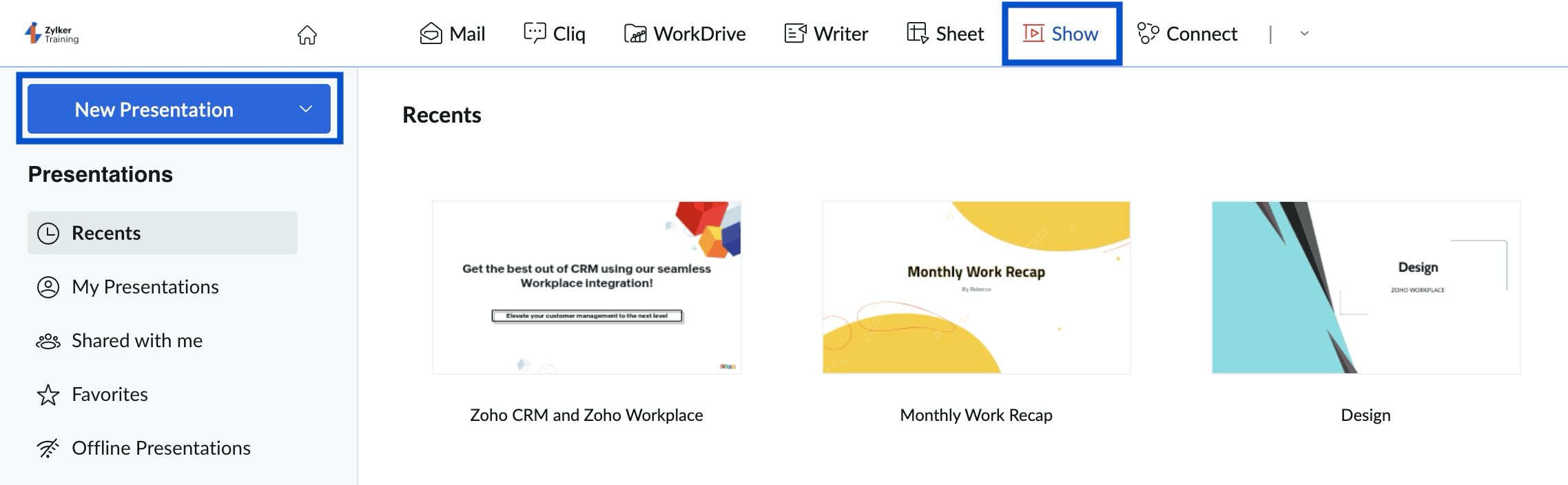 Accessing master slide in Zoho Workplace Accessing master slide in Zoho Workplace