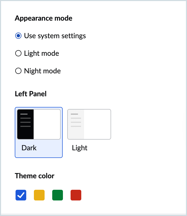 Screenshot to change appearance setting
