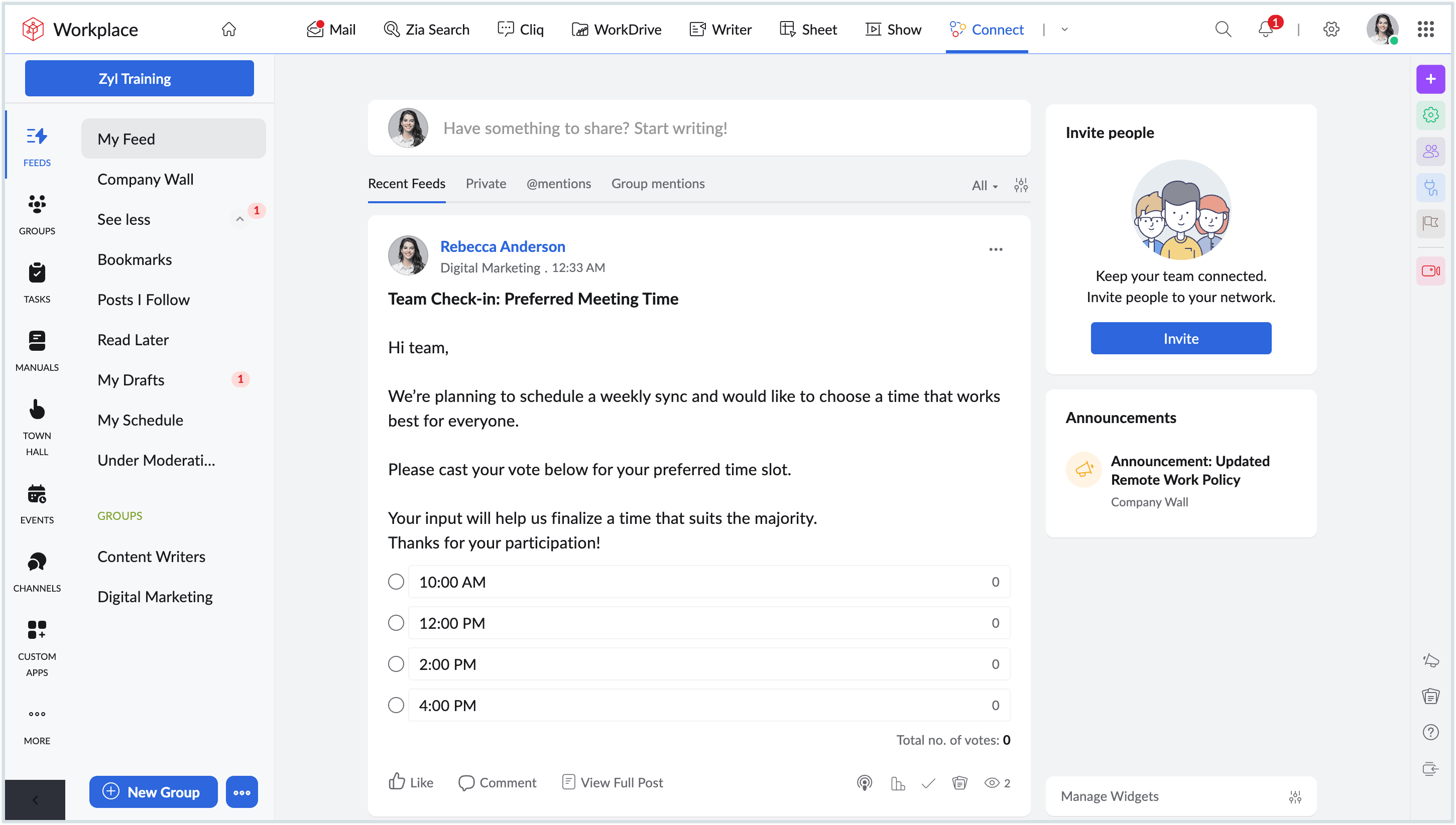 Screenshot of My Feed section