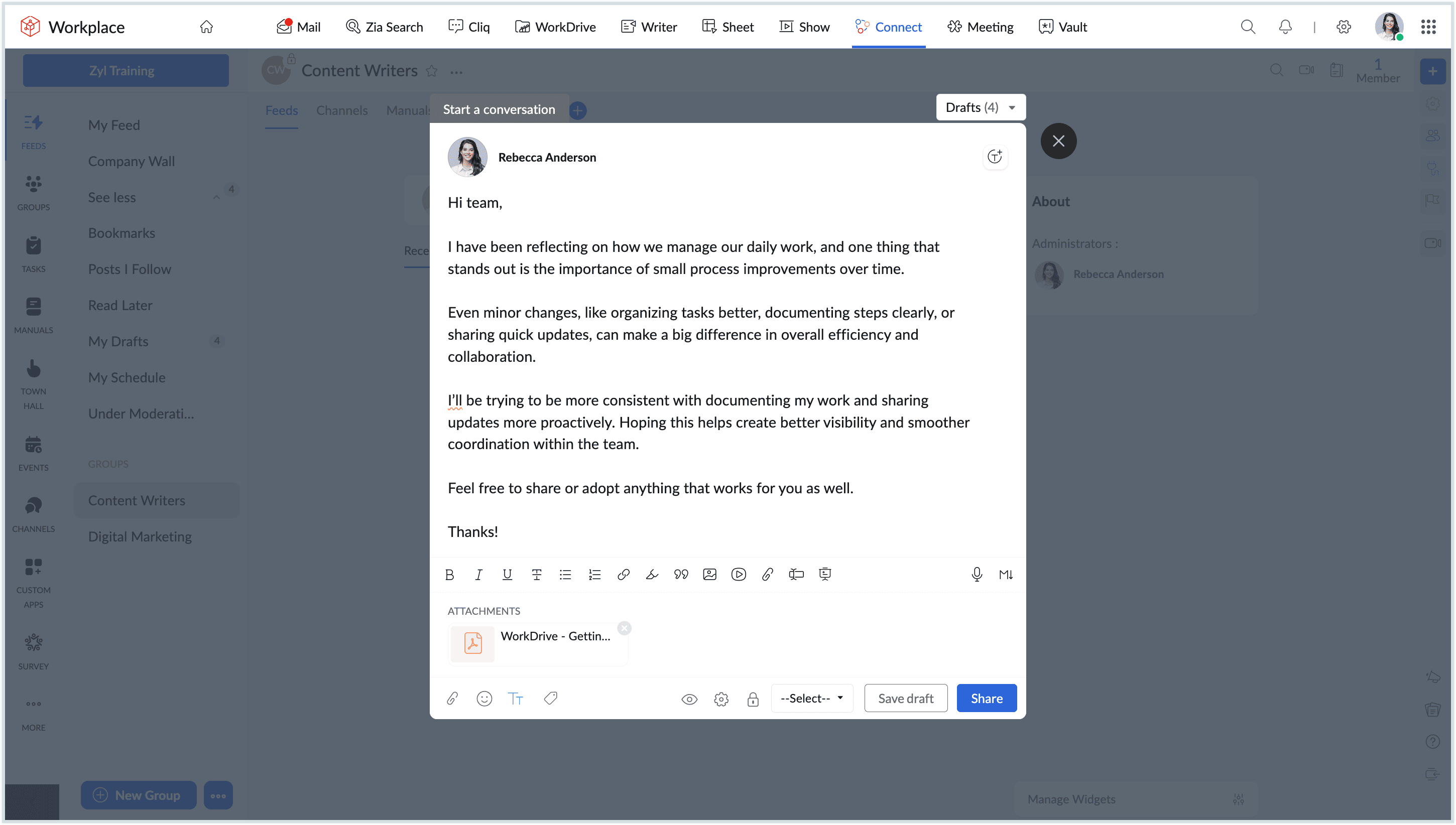 Screenshot to create a message