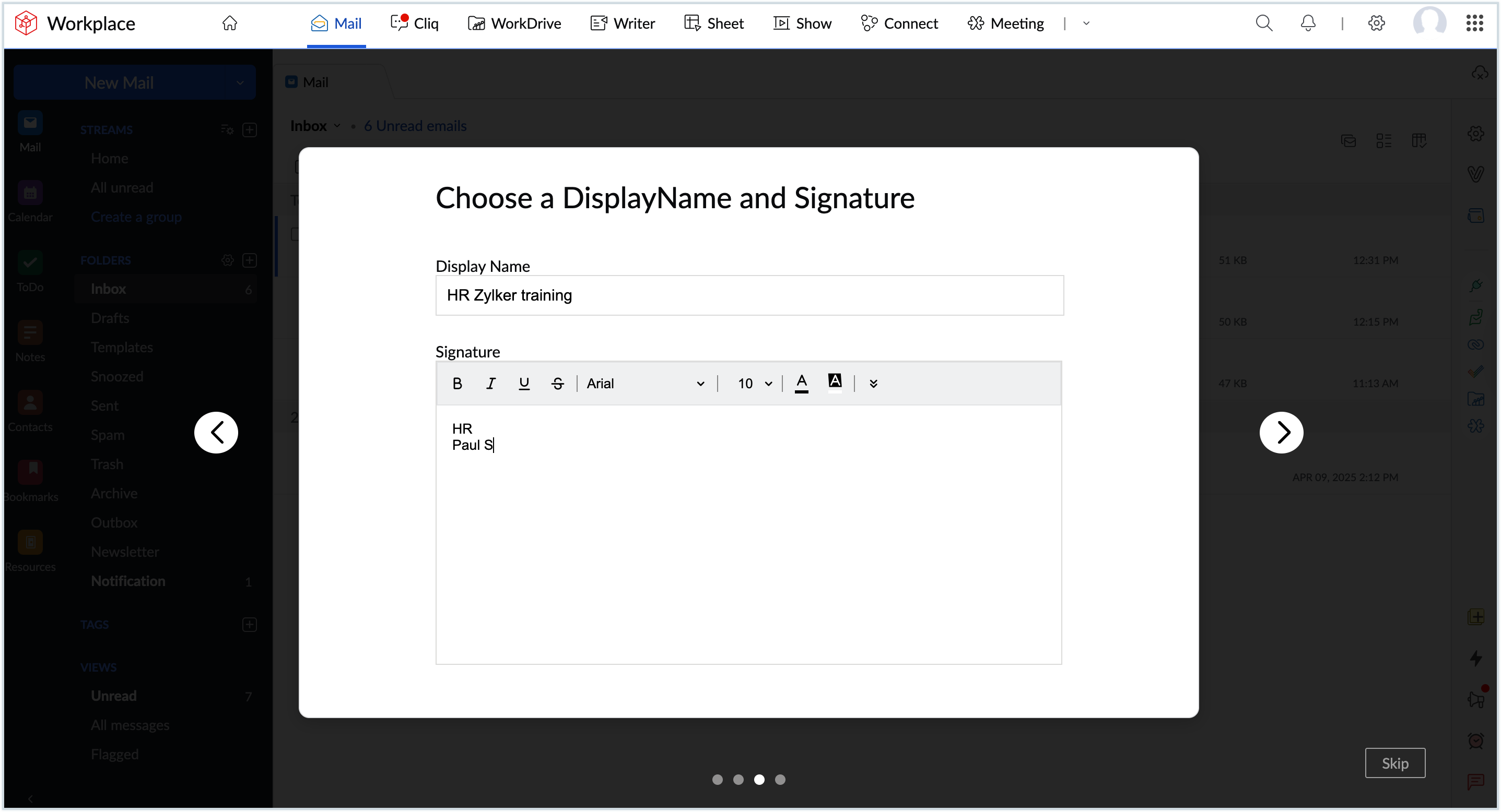 Screenshot of adding display name