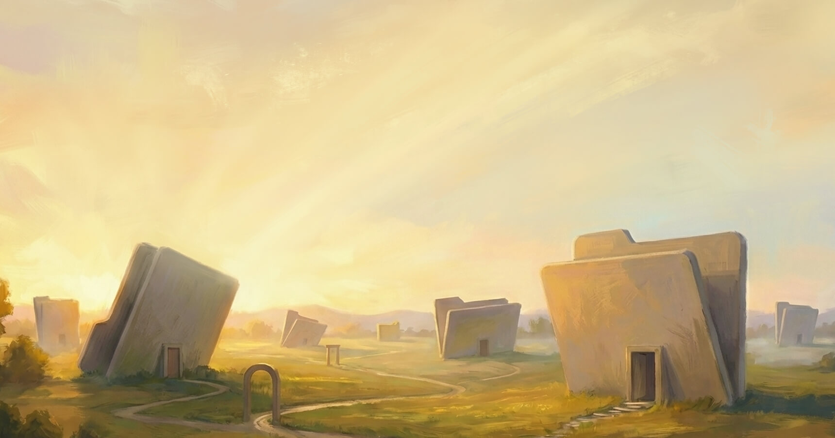 WorkDrive banner background with floating folders