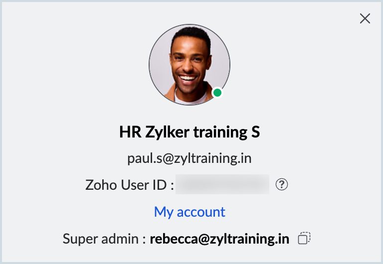 Screenshot of user details