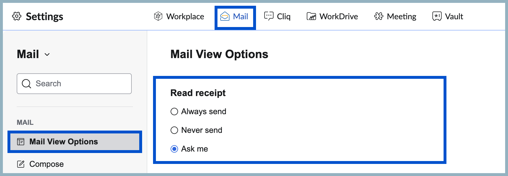Ask read receipts Ask read receipts