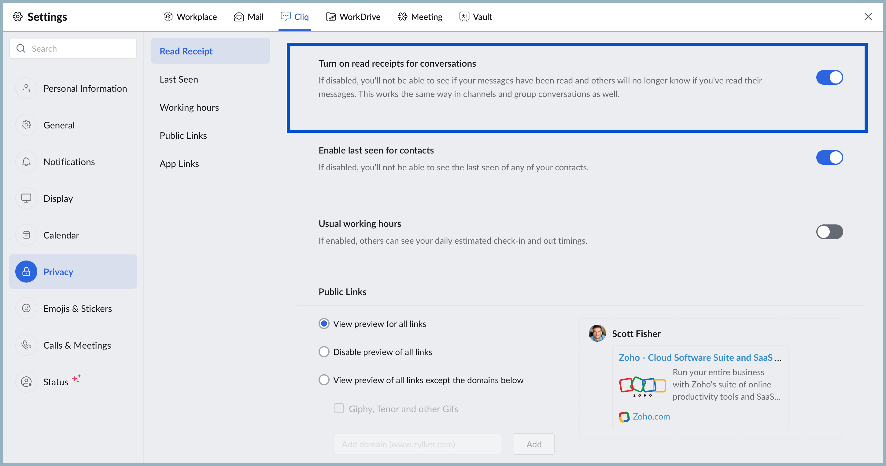 Read receipts in cliq Read receipts in cliq