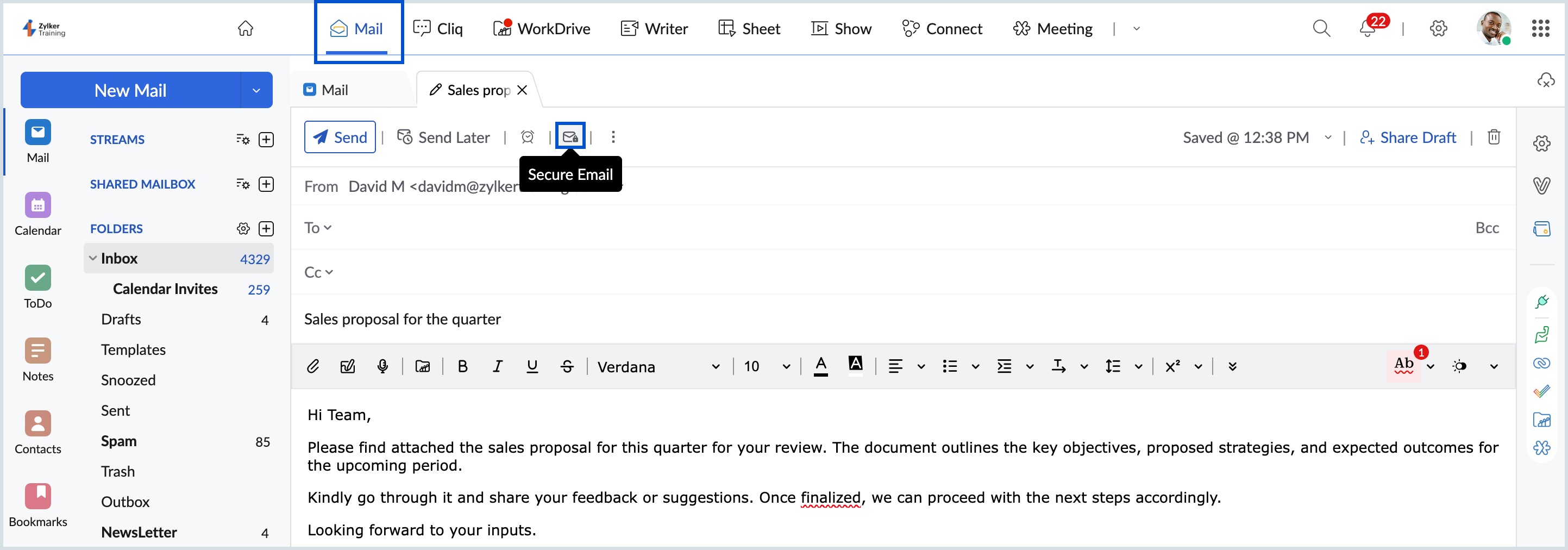 Sharing documents via Zoho Mail Sharing documents via Zoho Mail