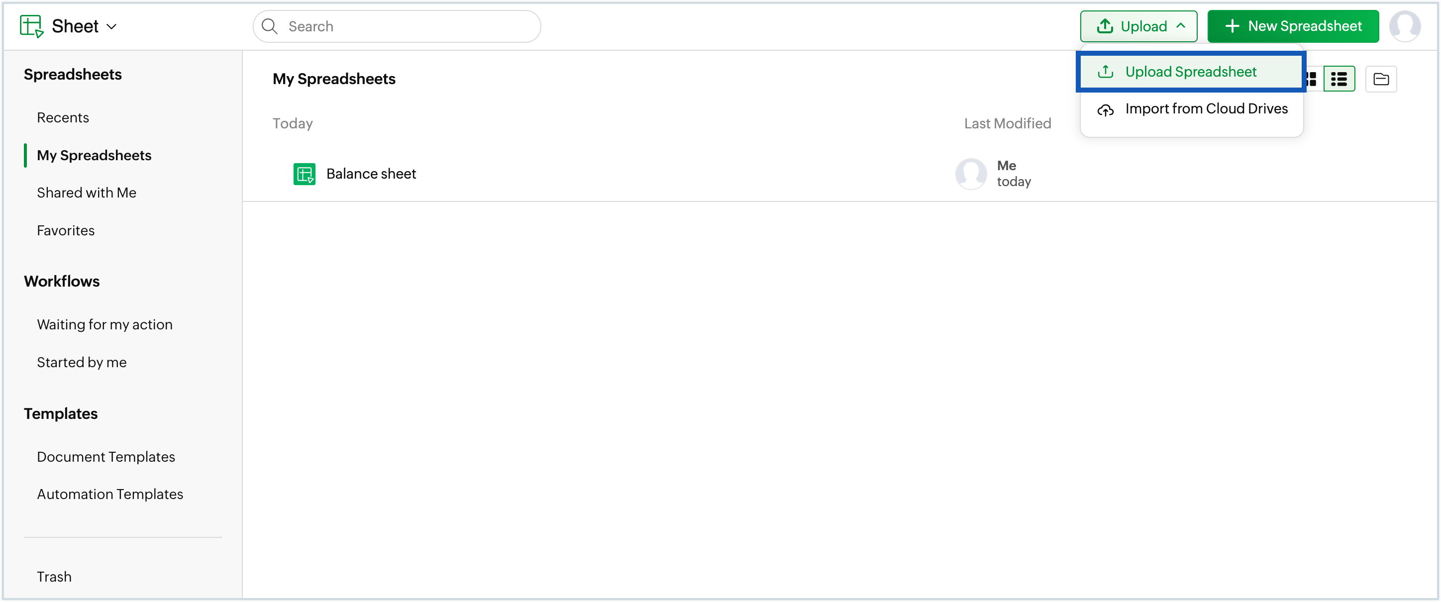 Screenshot to upload an external document