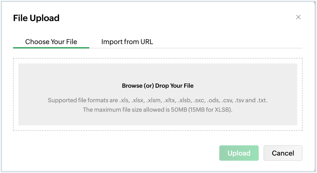 Screenshot to upload the files