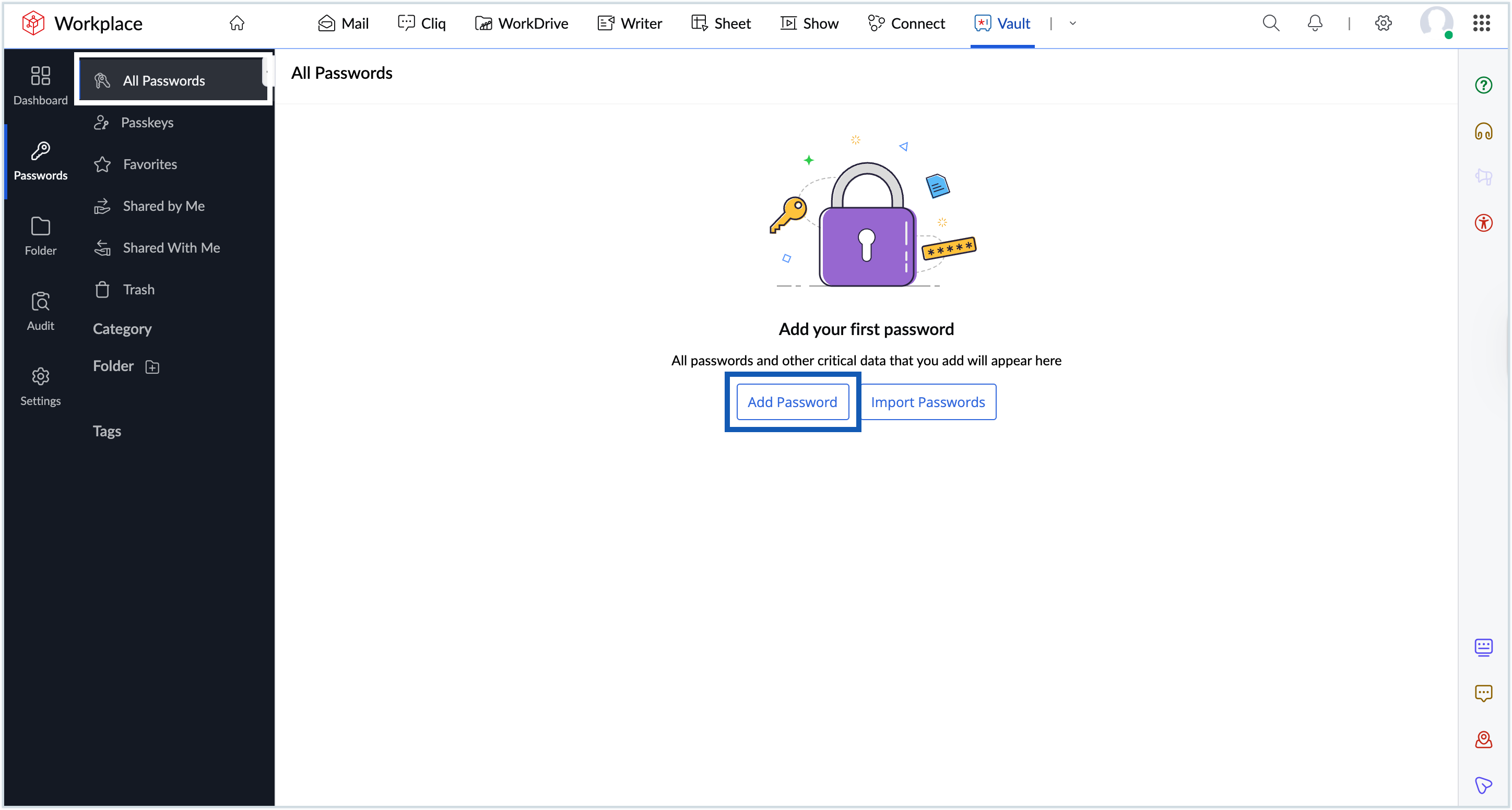 Screenshot to add password