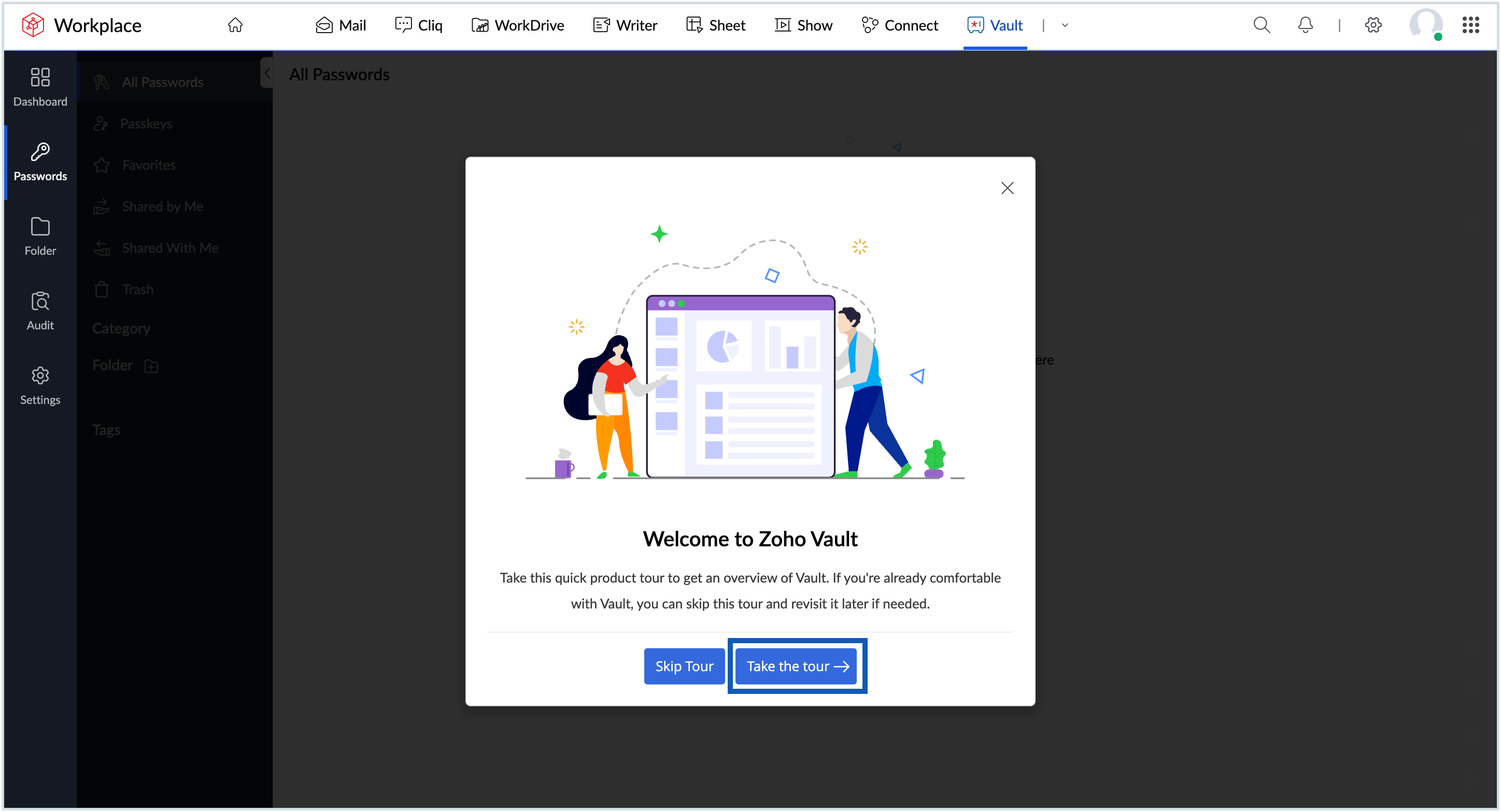Screenshot of tour option