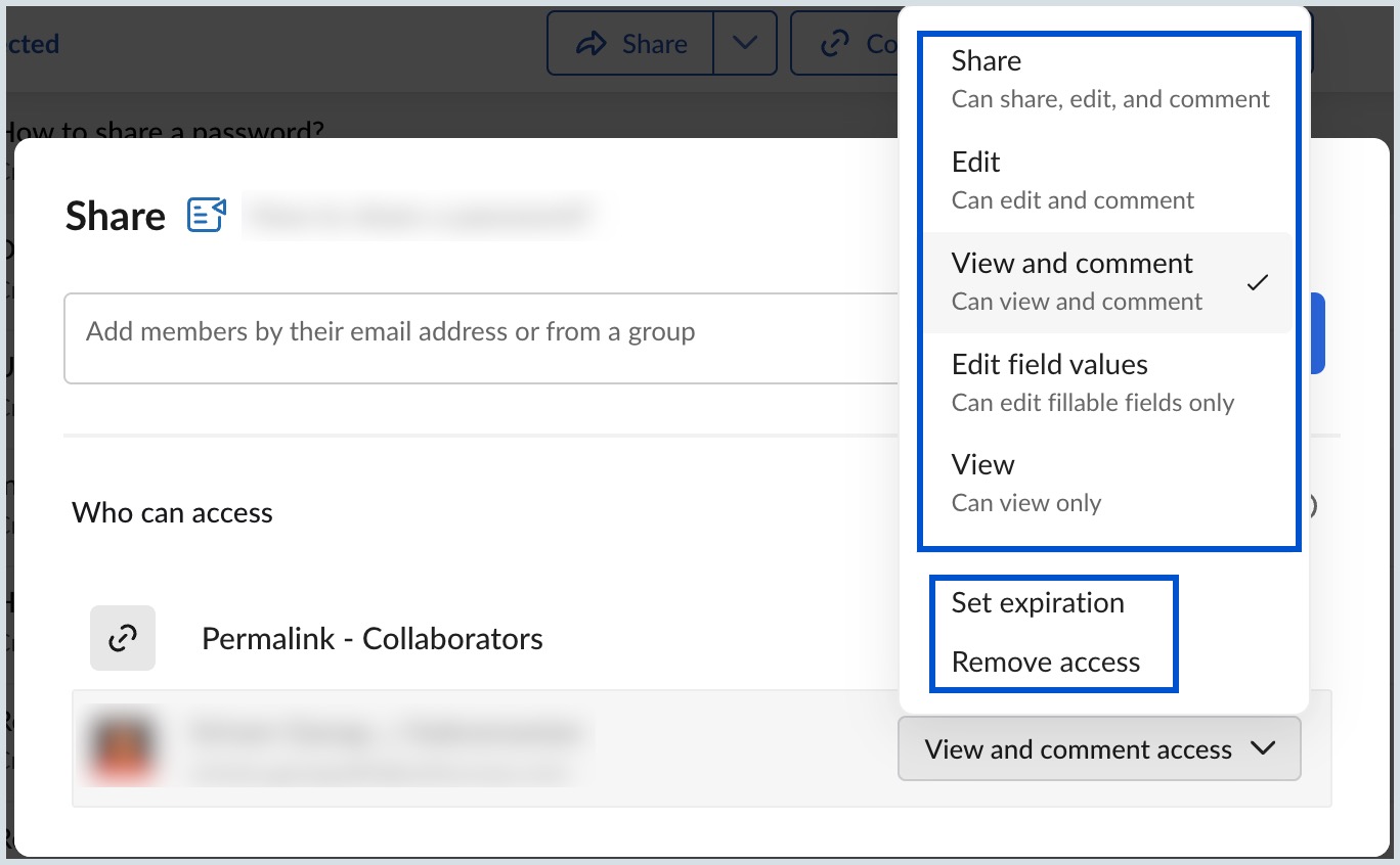 Share documents with individuals and groups