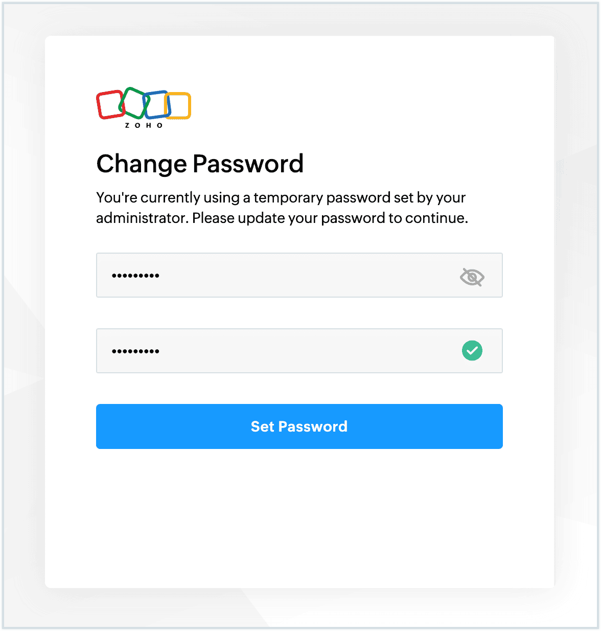 Screenshot of change password window