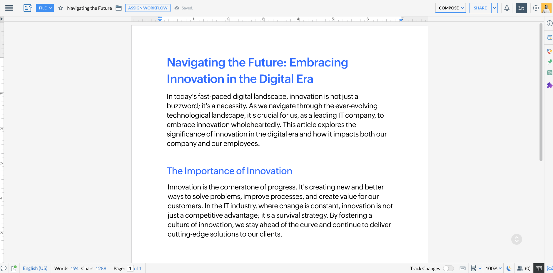 Edit documents online with Zoho Writer