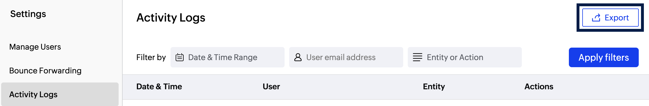 export activity logs