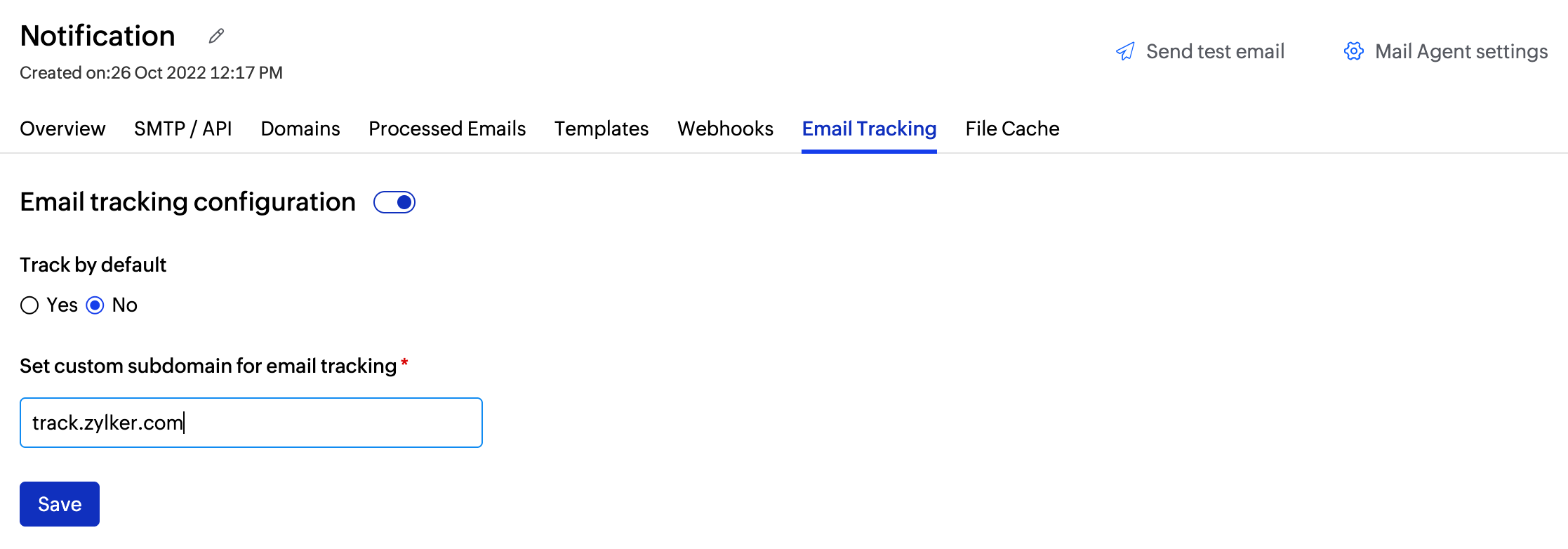 Add tracking subdomain