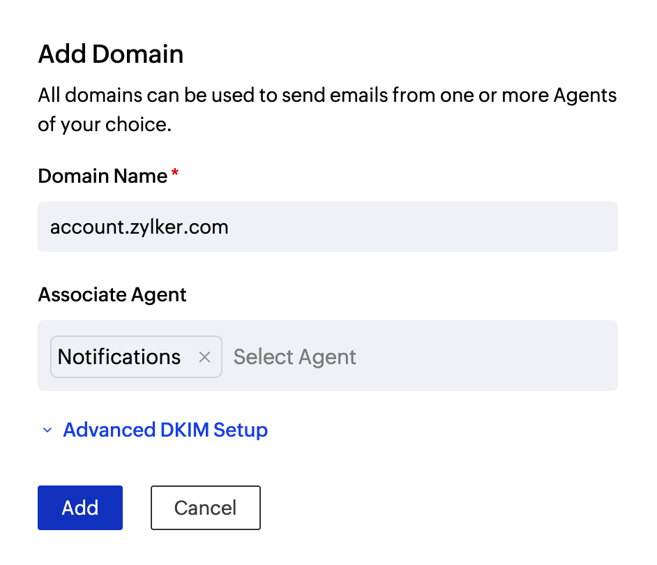 Add domain details Add domain details