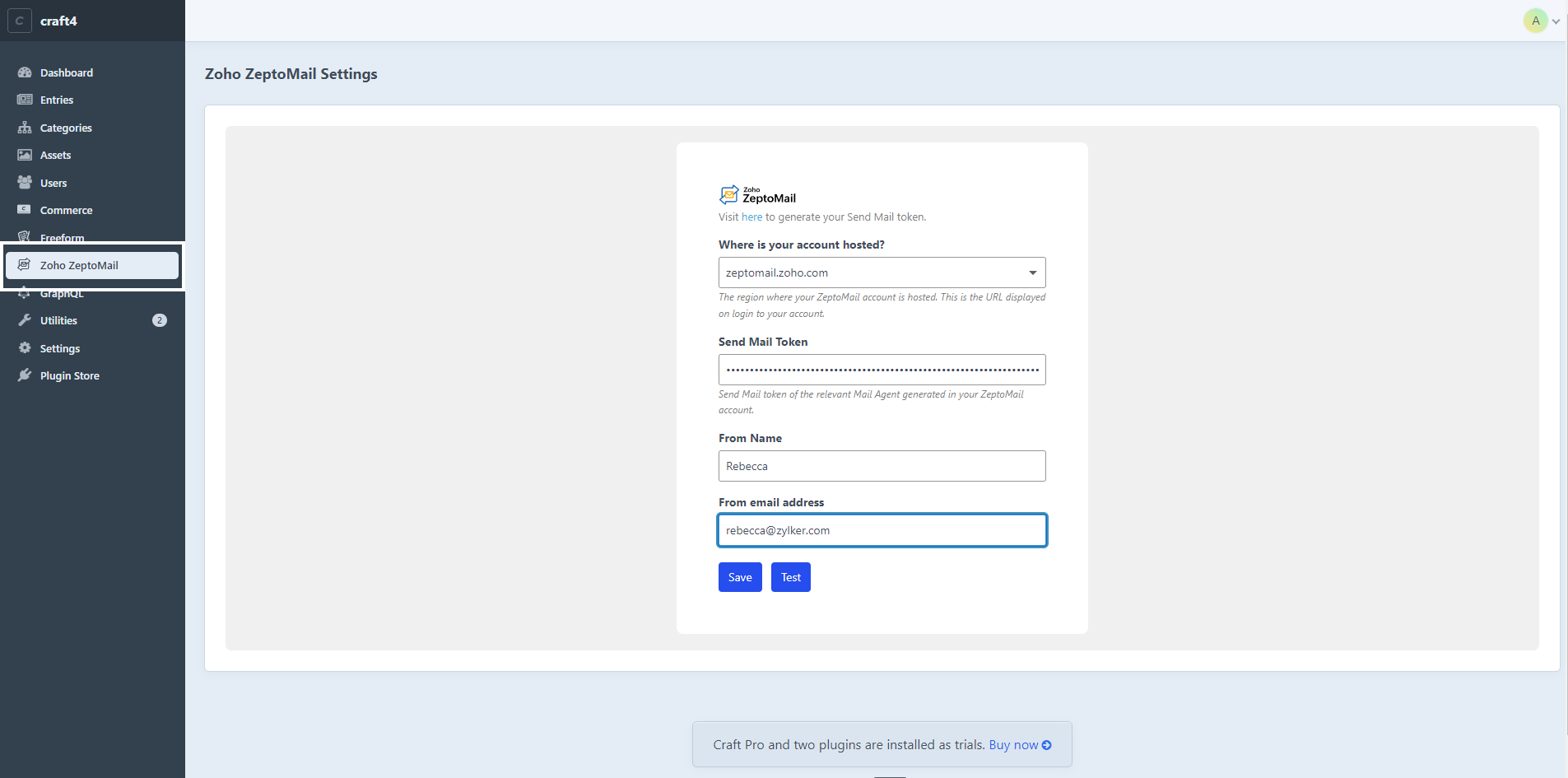 UI screenshot of configuration