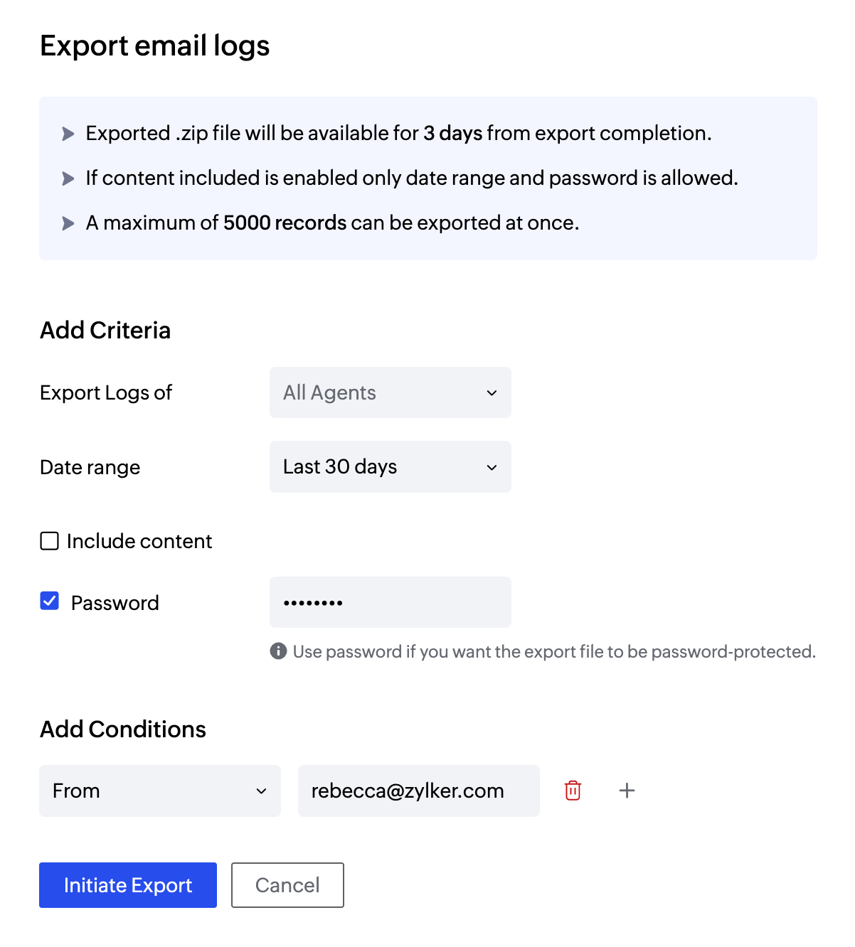 export Email logs export Email logs