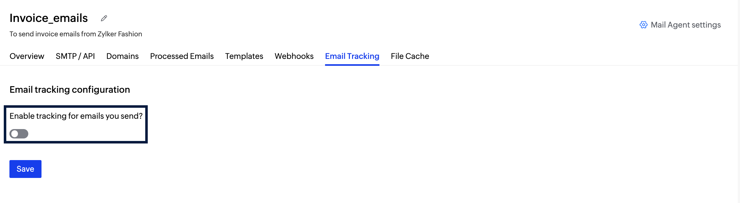 Enable email tracking screenshot
