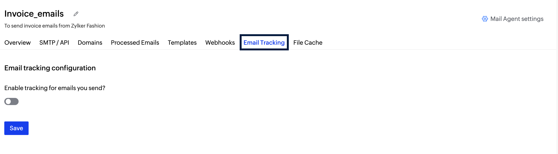 email tracking tab screenshot