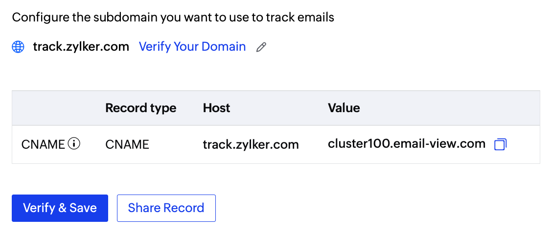 Verify and save email tracking