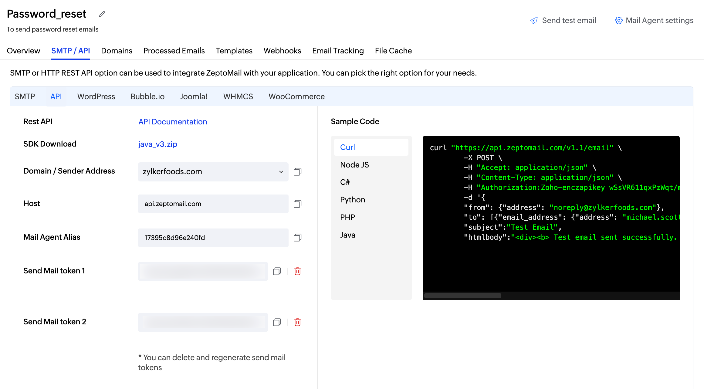 API method screenshot