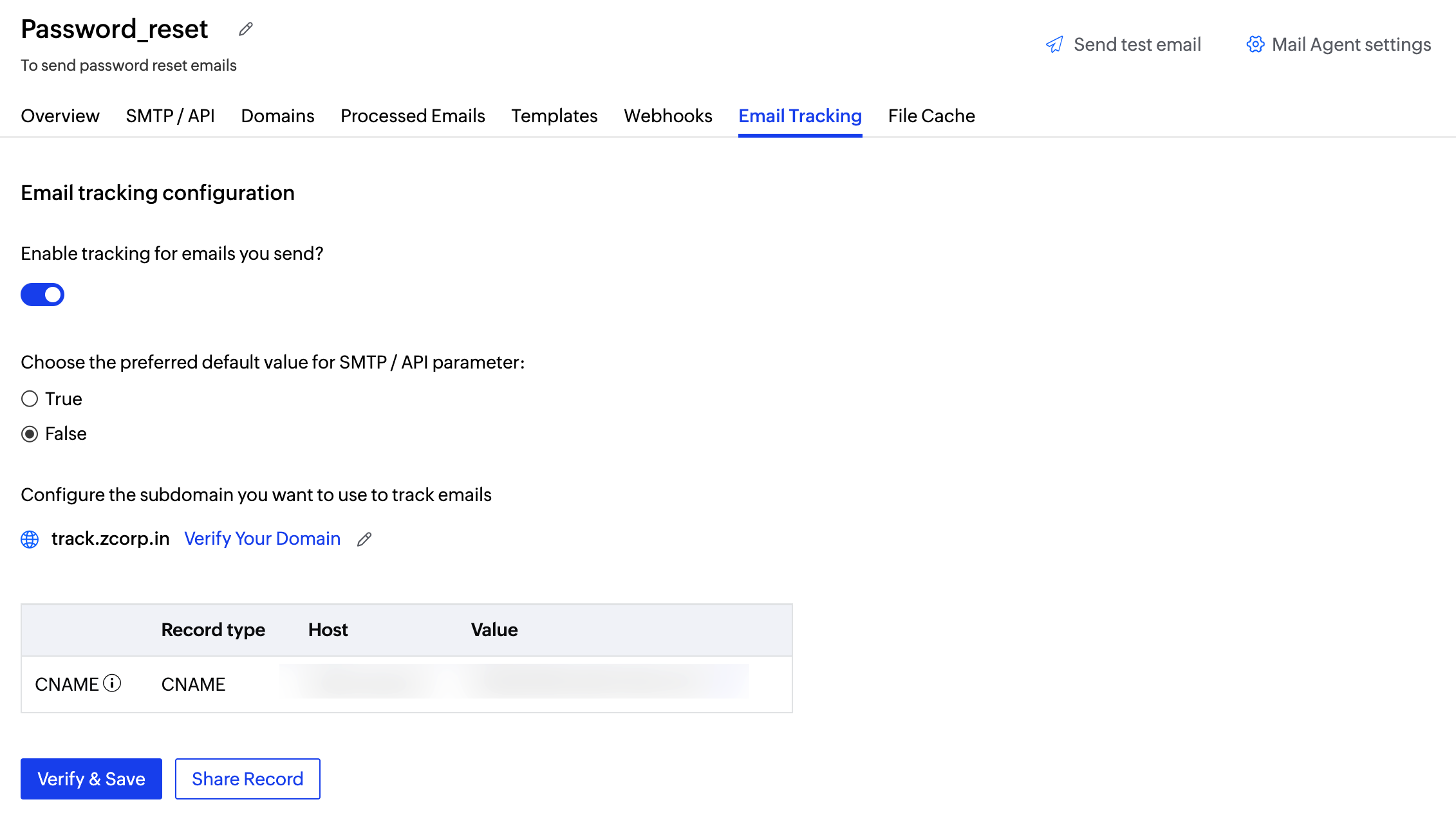 Email tracking screenshot