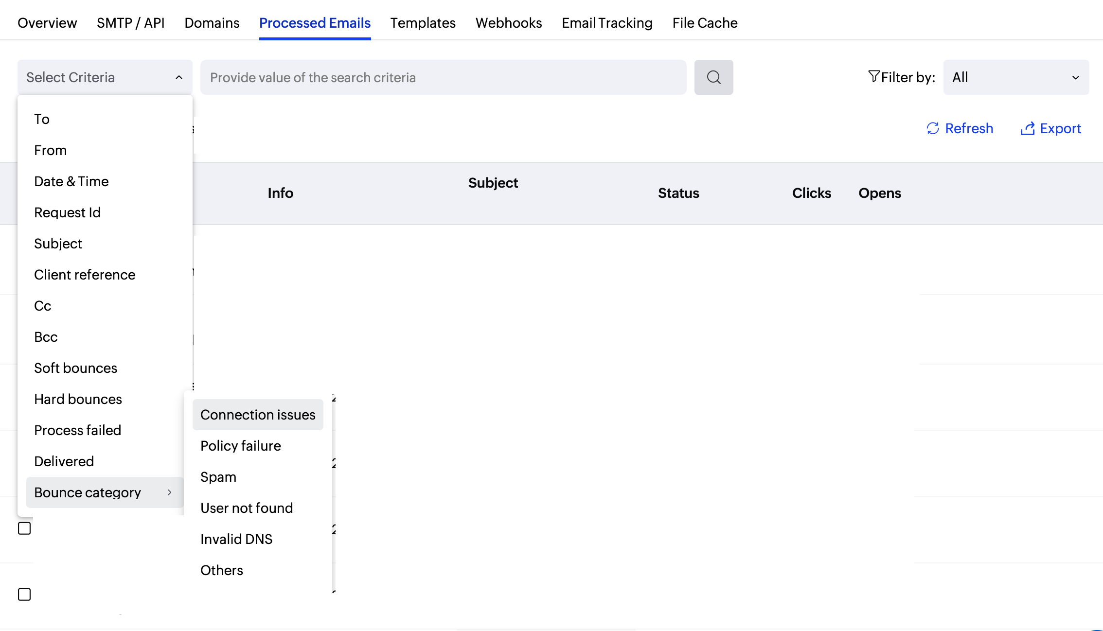 processed emails search