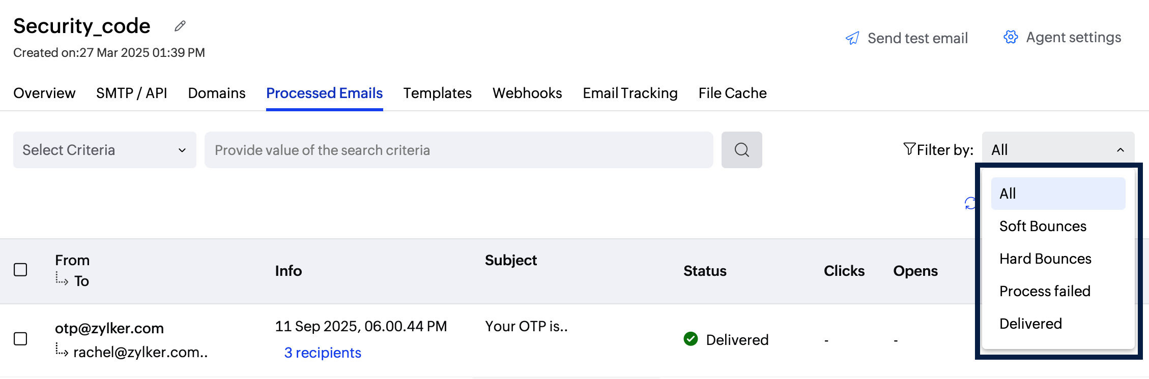processed emails filter