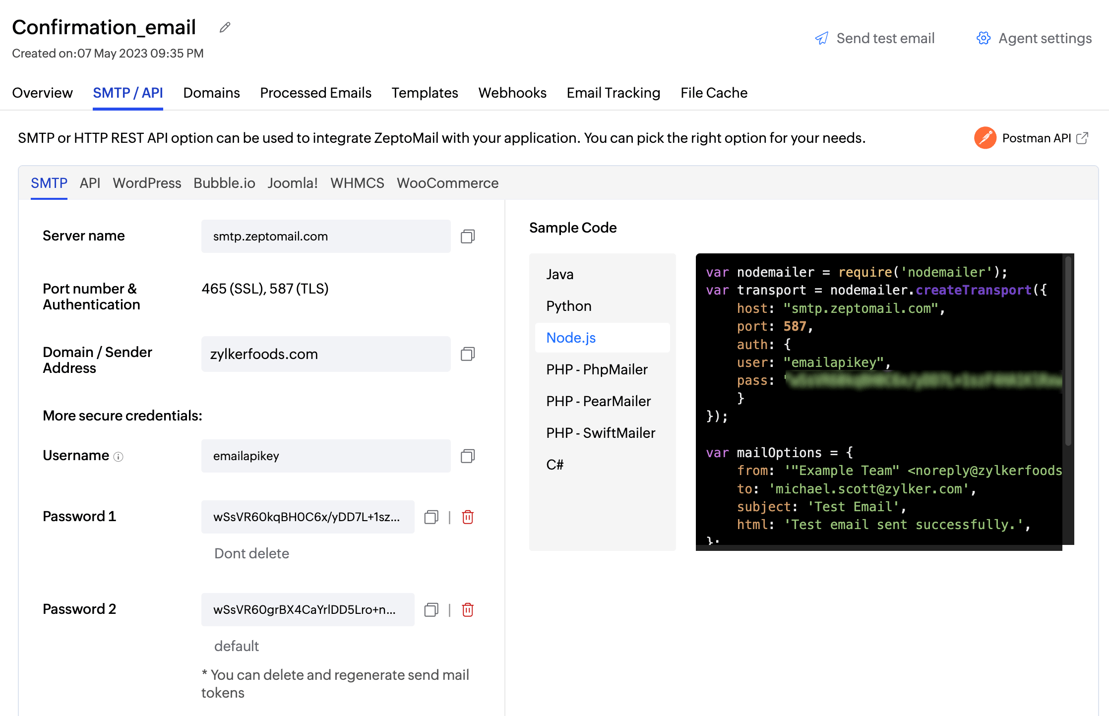 sample code