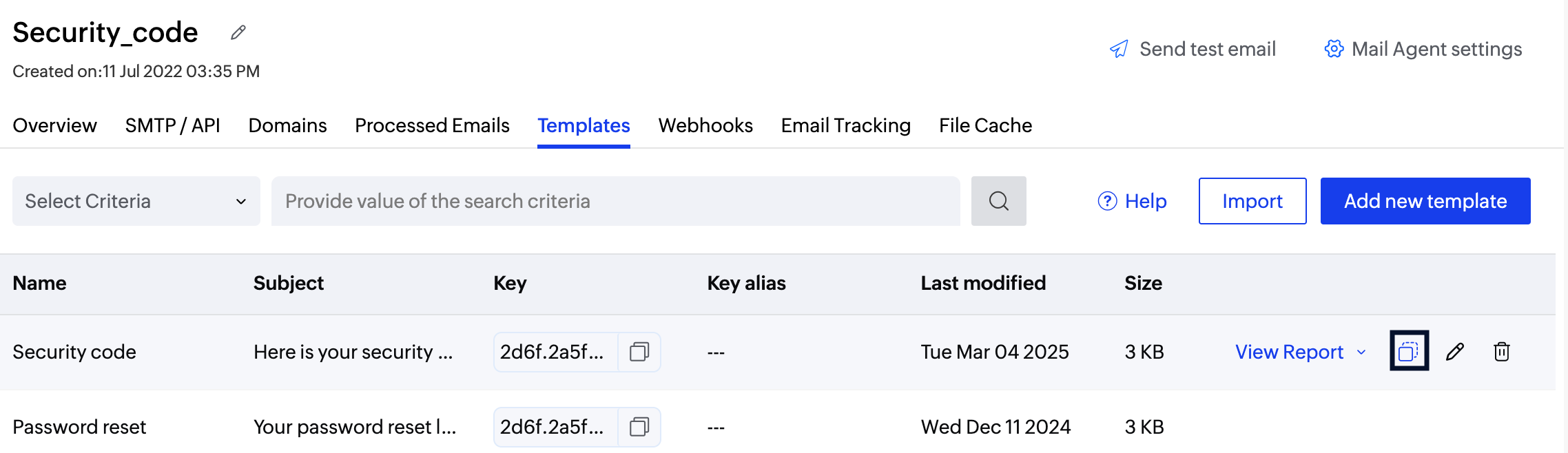 Duplicate template screenshot