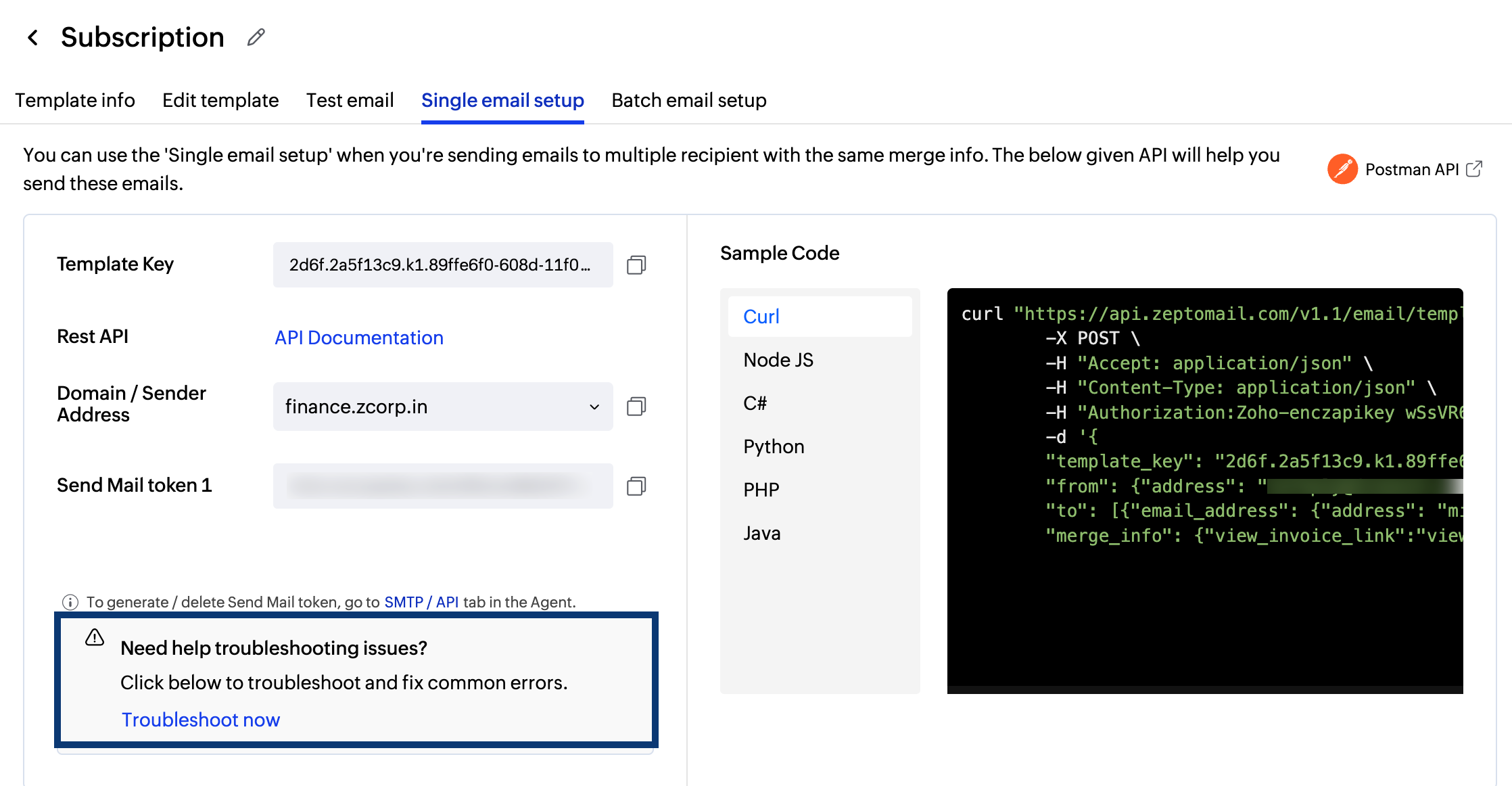 Troubleshooting section in templates