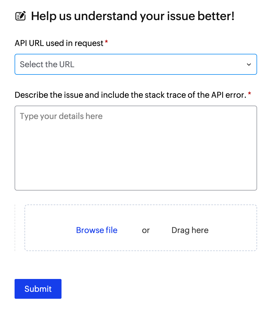 Screenshot of troubleshooting contact form -api