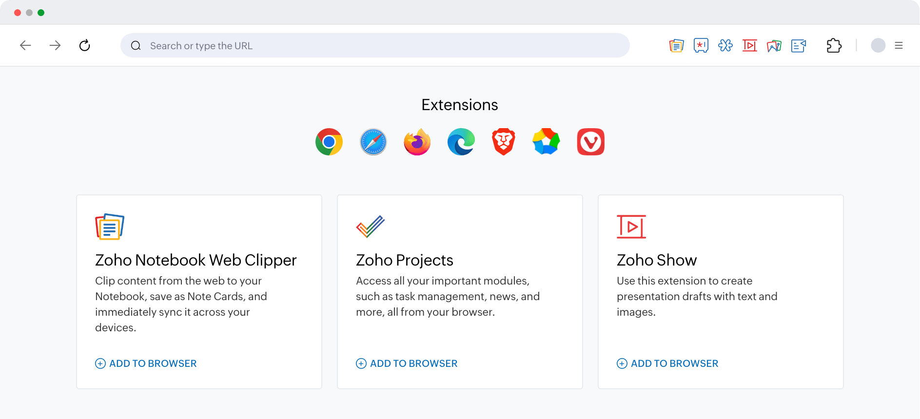 Zoho browser extensions