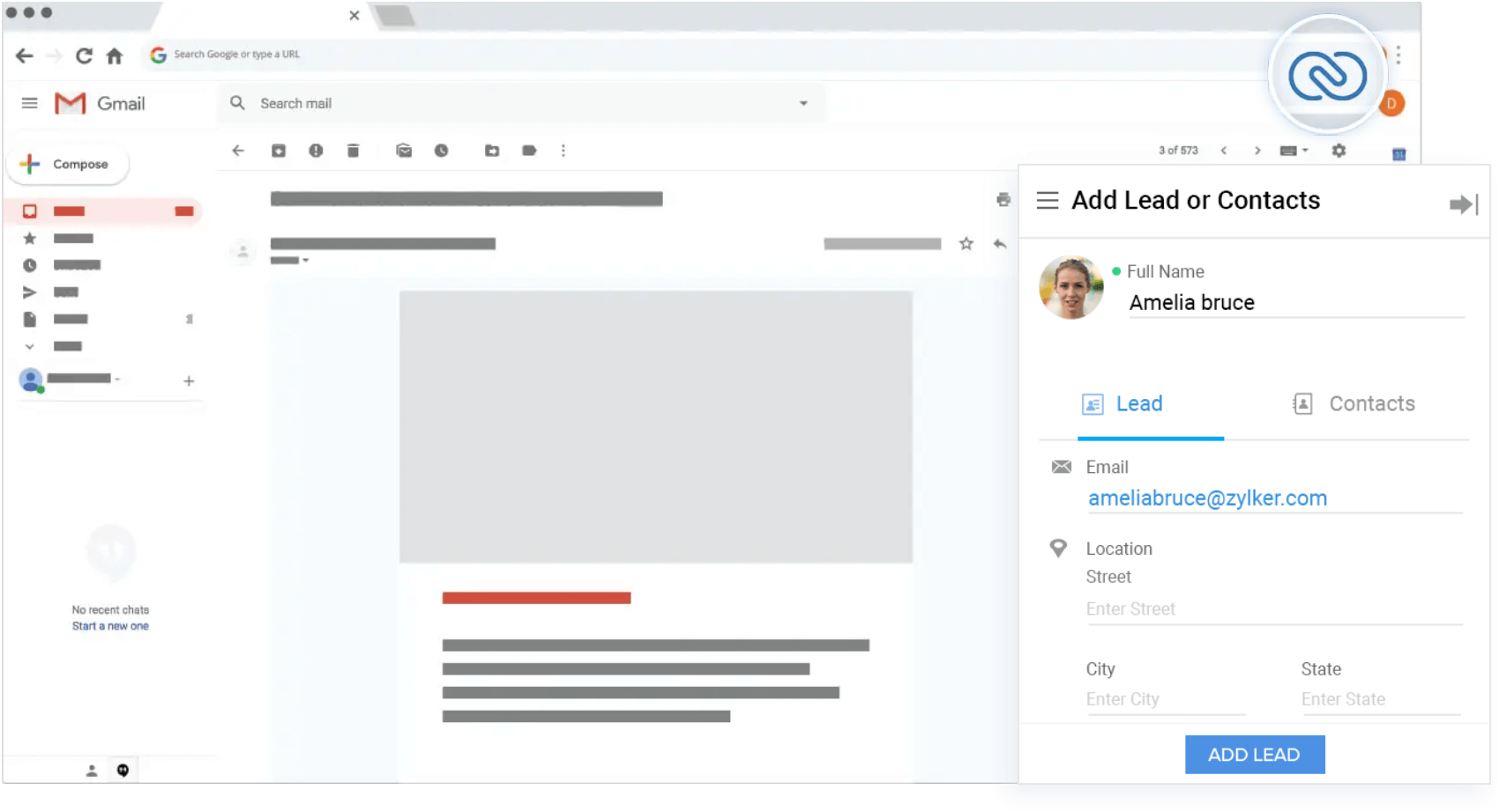 Chrome extension adds leads and contacts directly as you find them